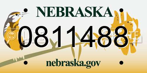 0811488 Nebraska License Plate