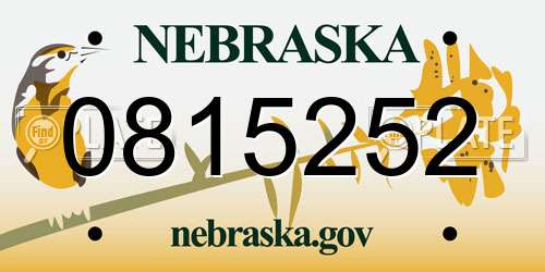 0815252 Nebraska License Plate