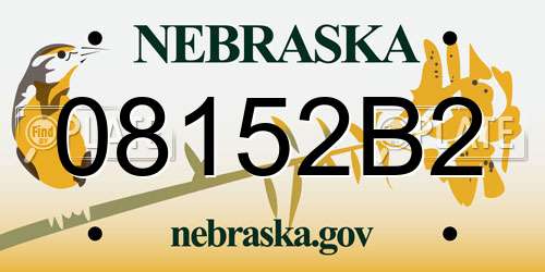 08152B2 Nebraska License Plate