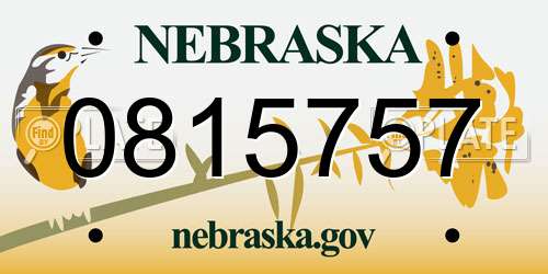 0815757 Nebraska License Plate