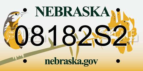 08182S2 Nebraska License Plate