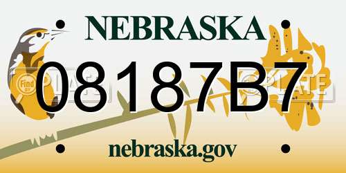 08187B7 Nebraska License Plate