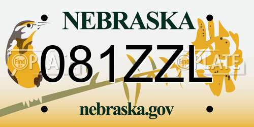 081ZZL Nebraska License Plate