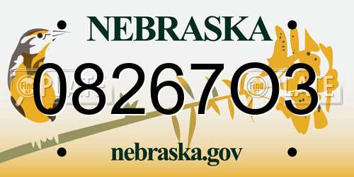 08267O3 Nebraska License Plate