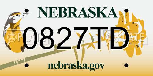 0827TD Nebraska License Plate