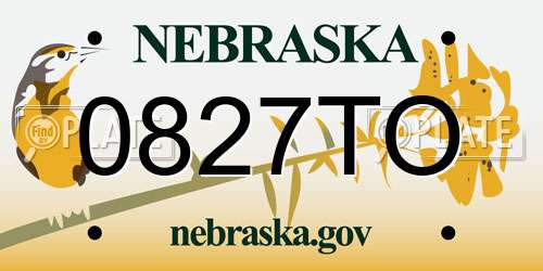 0827TO Nebraska License Plate