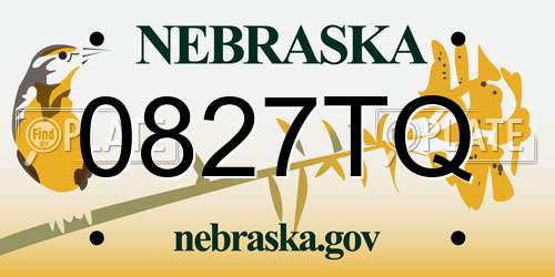 0827TQ Nebraska License Plate