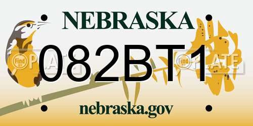 082BT1 Nebraska License Plate