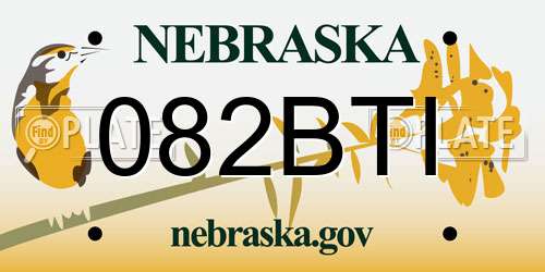 082BTI Nebraska License Plate