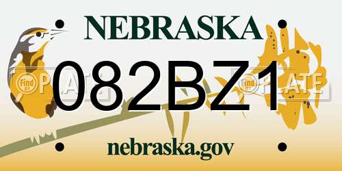 082BZ1 Nebraska License Plate