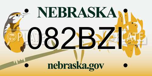 082BZI Nebraska License Plate