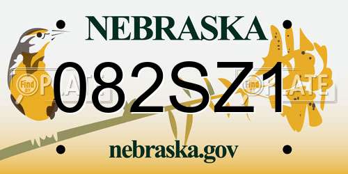 082SZ1 Nebraska License Plate