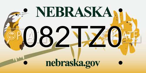 082TZ0 Nebraska License Plate