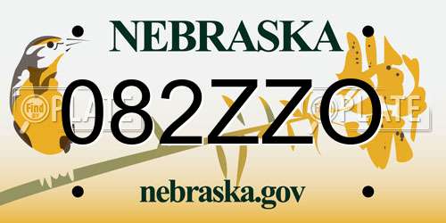 082ZZO Nebraska License Plate