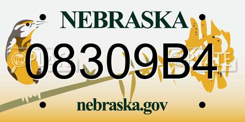 08309B4 Nebraska License Plate