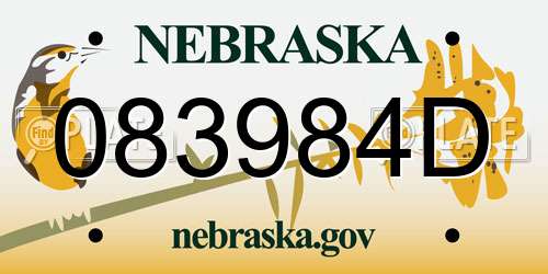083984D Nebraska License Plate