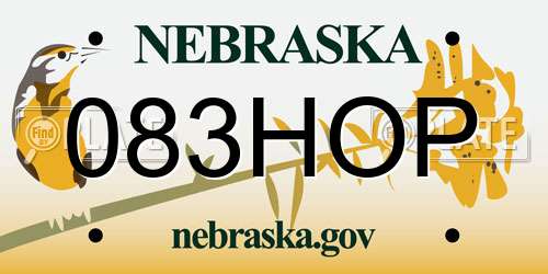 083HOP Nebraska License Plate