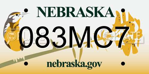 083MC7 Nebraska License Plate
