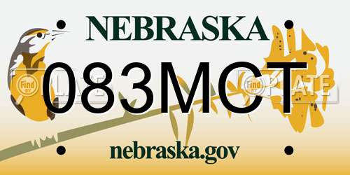 083MCT Nebraska License Plate