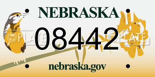 08442 Nebraska License Plate