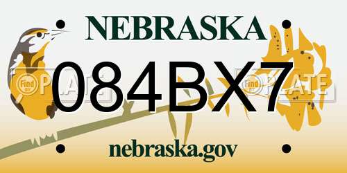 084BX7 Nebraska License Plate