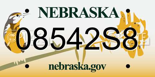 08542S8 Nebraska License Plate