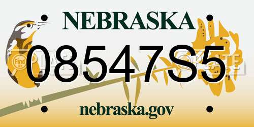 08547S5 Nebraska License Plate