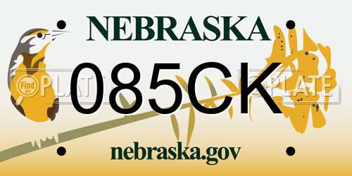 085CK Nebraska License Plate