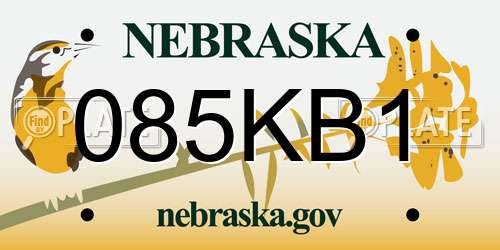 085KB1 Nebraska License Plate