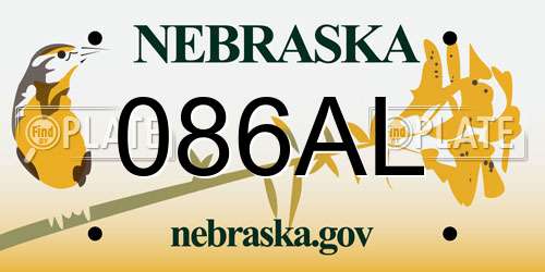 086AL Nebraska License Plate