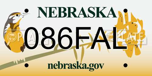 086FAL Nebraska License Plate