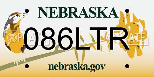 086LTR Nebraska License Plate