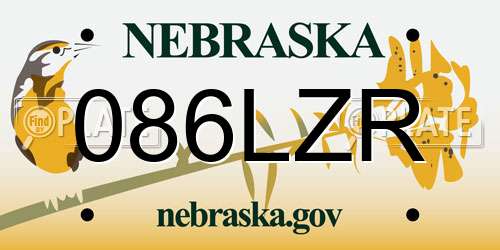 086LZR Nebraska License Plate