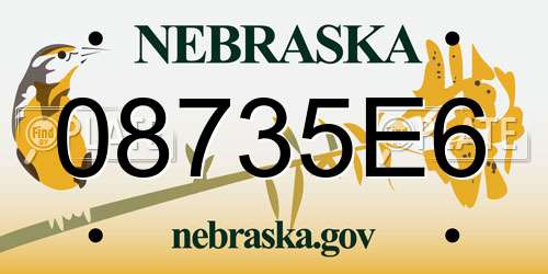 08735E6 Nebraska License Plate