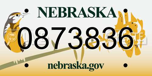 0873836 Nebraska License Plate