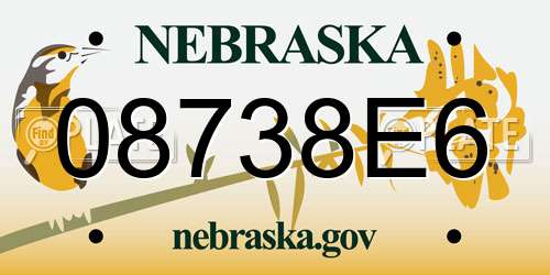 08738E6 Nebraska License Plate