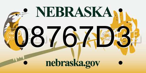 08767D3 Nebraska License Plate