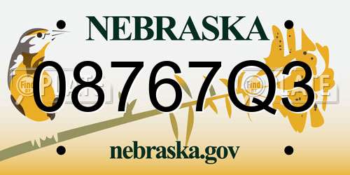 08767Q3 Nebraska License Plate