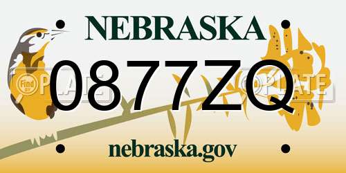 0877ZQ Nebraska License Plate