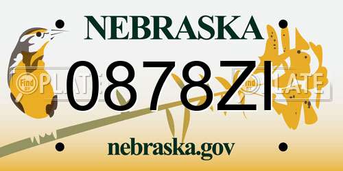 0878ZI Nebraska License Plate