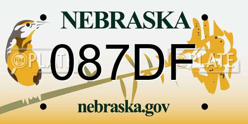 087DF Nebraska License Plate