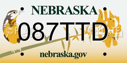 087TTD Nebraska License Plate