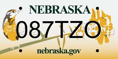 087TZO Nebraska License Plate
