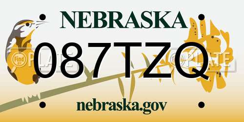 087TZQ Nebraska License Plate