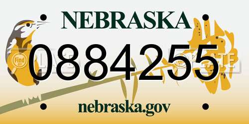 0884255 Nebraska License Plate
