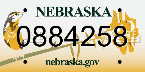 0884258 Nebraska License Plate