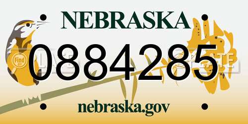 0884285 Nebraska License Plate