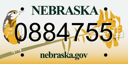 0884755 Nebraska License Plate