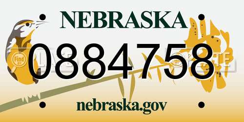 0884758 Nebraska License Plate