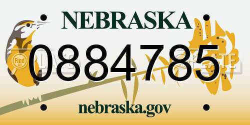 0884785 Nebraska License Plate